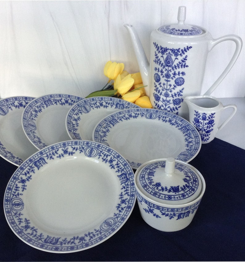 Tea Set VTG KAHLA Blue White Tea / Coffee Set MINT Etsy