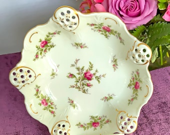 Vintage Rosenthal Reticulated 9 inch Bowl, "Classic Rose" Pattern made in Germany, MINT