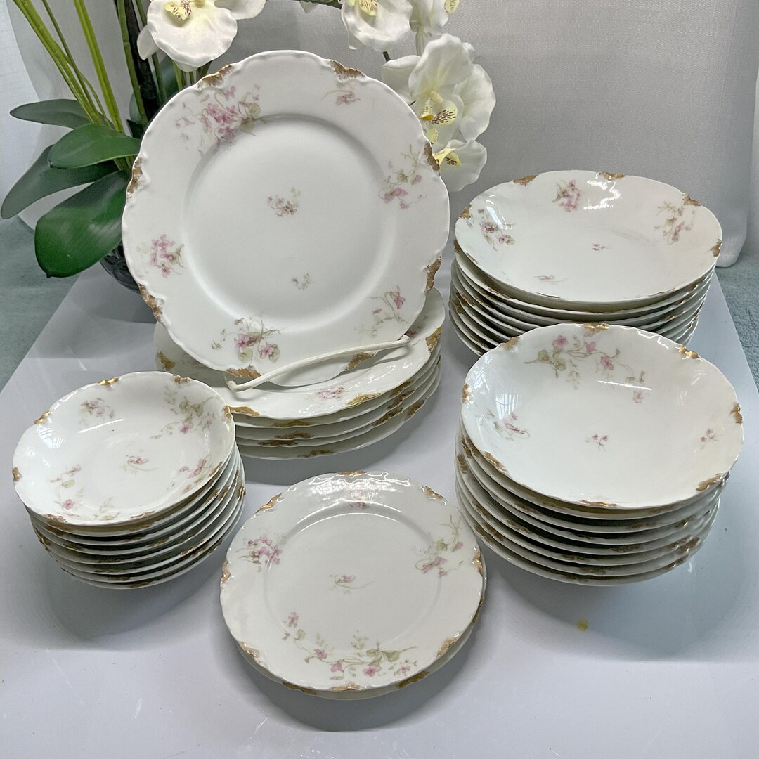 Antique Haviland Limoges Schleiger 452F, Violets & Gold (1888-1896
