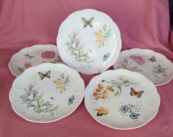 Lenox Dinner Plates 5 Lenox Butterfly Meadow Louise De Luyer for Lenox Variety of Flowers with Butterflies and Lady Bugs
