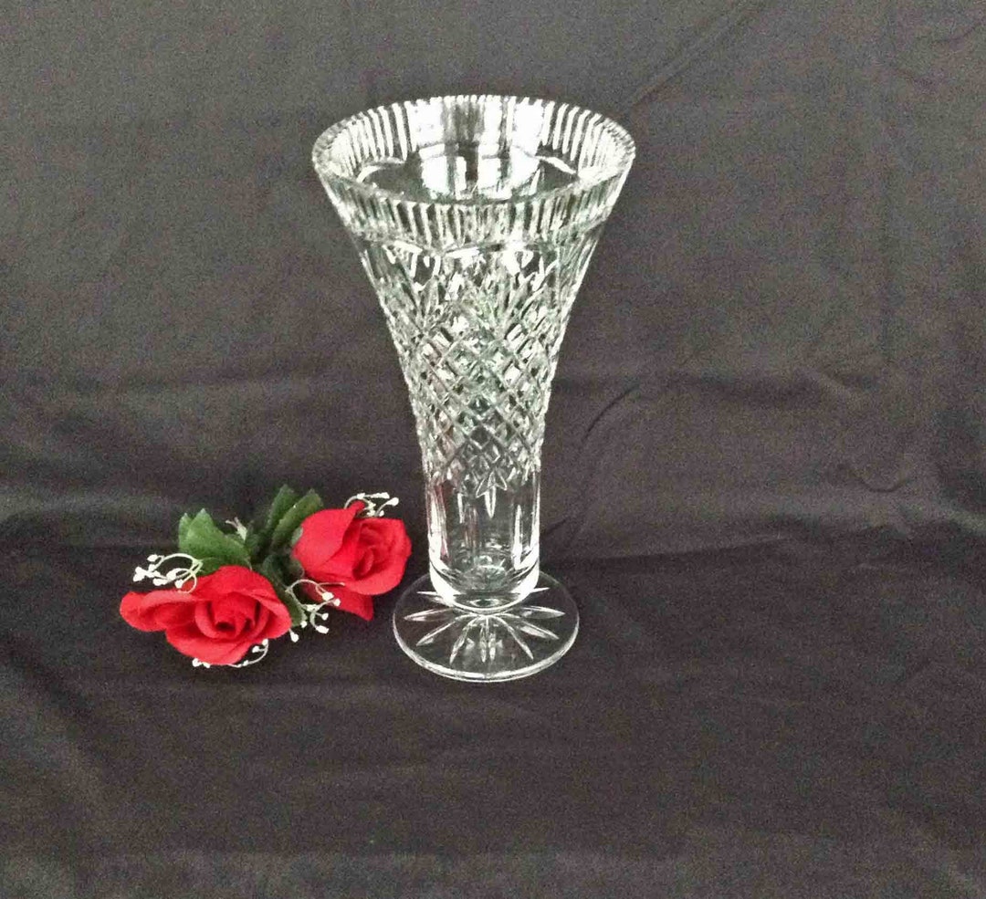 GALWAY Galway Crystal Vase 12 Cut Irish Crystal Vase Galway Acid Etched