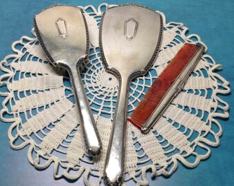 Sterling Silver Vanity Set Vintage 3Pc Sterling Vanity Set Sterling Hand Mirror Brush and Comb Sterling Gift For Her Free Shipping