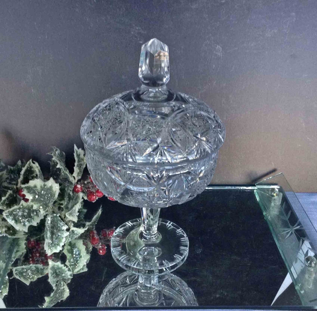 Lead Crystal Candy Dish With Lid Pedestal Lead Crystal Candy Etsy Canada