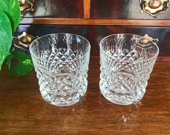 Waterford Alana Whiskey or Old Fashion Glasses Waterford Alana Acid Etched Made in Ireland MINT Waterford Tight Diamond Pattern