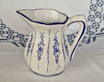 Pitcher Hand-Made in Portugal Hand Painted 3 Cup Pitcher from Portugal Portuguese Pottery  MINT Condition
