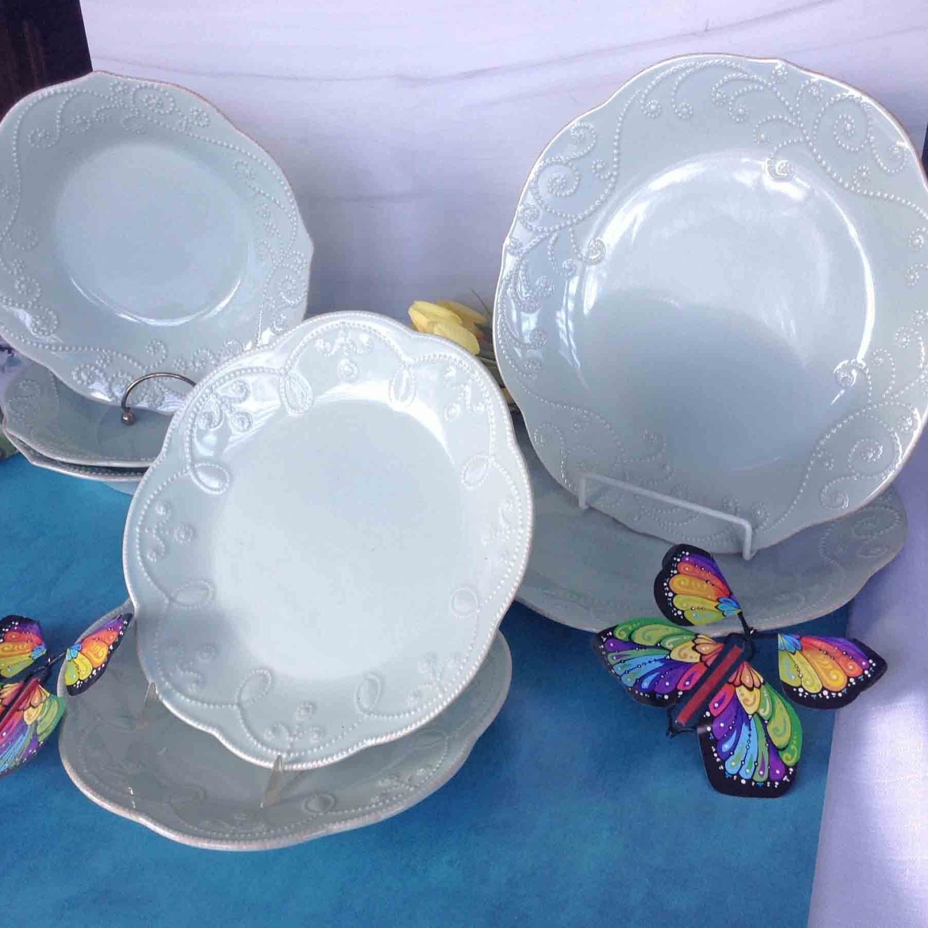 Lenox French Perle Pc Lenox Ice Blue French Perle Embossed