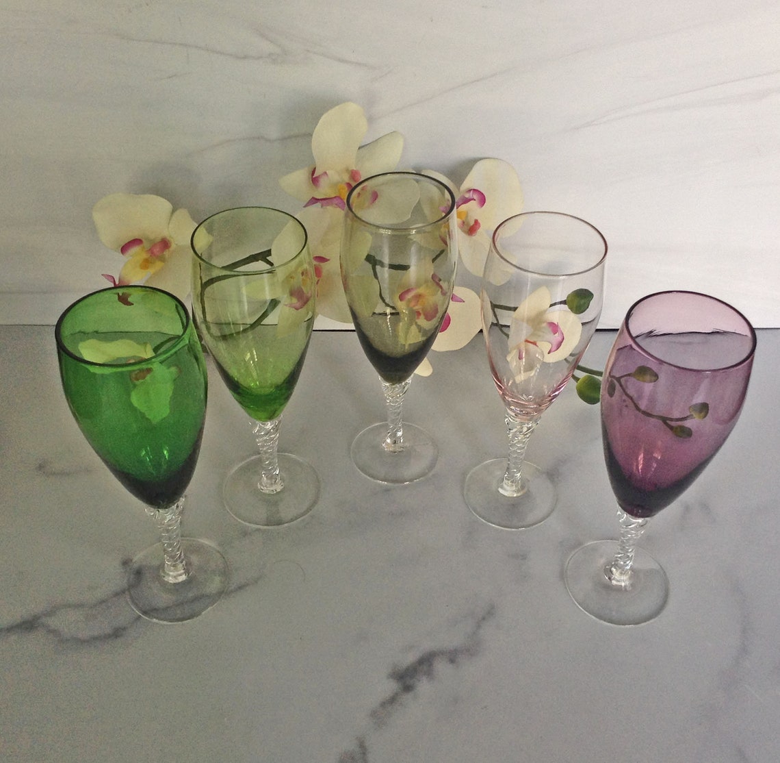 Aperitif Wine Glasses 5 Assorted Color Wine Aperitif Glasses Etsy