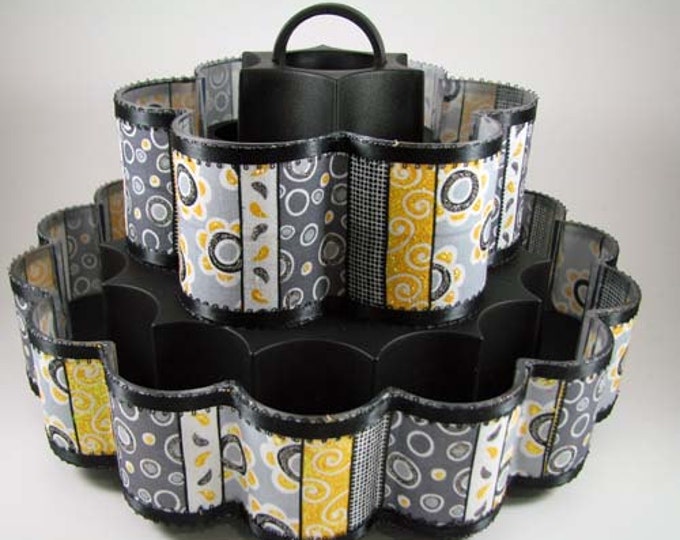 Gray and Yellow Striped Altered Pampered Chef Spice Rack Caddy
