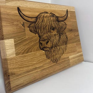 Highland Cow Oak Wood Chopping Board