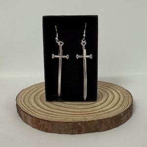 Sword Knife Silver Earrings