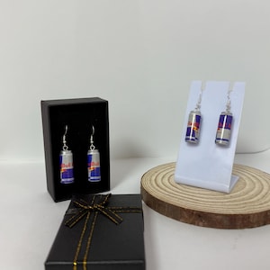 Novelty Red Bull Silver Earrings
