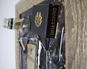 Handmade Disaronno Smashed Bottle Man Cave Wall Art | Upcycled Decor