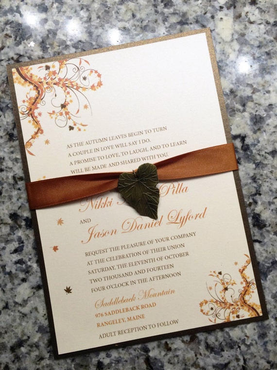 Elegant Fall Wedding Invitation Etsy