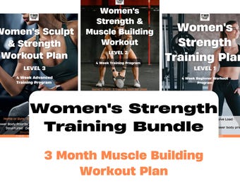 Women's Strength Training Bundle | 3 Month Muscle Building Workout Plan | Printable Fitness PDF