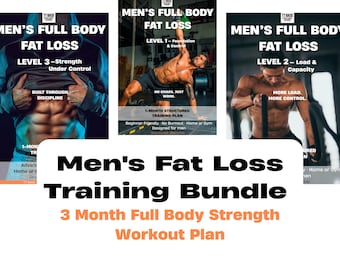 Men's Fat Loss Training Bundle | 3 Month Full Body Strength Workout Plan | Printable Fitness PDF