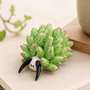 Adorable Ceramic Leaf Slug Decor, Cute Plant Animal Figurine, Small Desk Gift for Her, Nature Lover Shelf Ornament