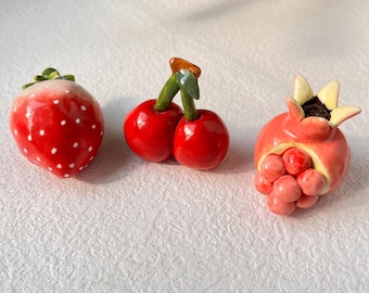 Handmade Ceramic Fruit Figurines – Mini Home Decor Ornaments