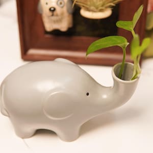 Fioriera in ceramica fatta a mano a forma di elefante: decorazione idroponica per la casa