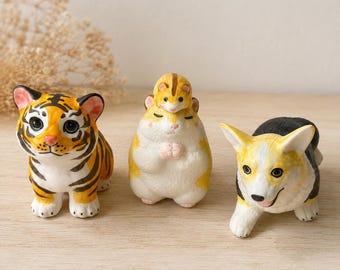 Mini Ceramic Animal Figurine, Handmade Desk Buddy, Cute Shelf Decor, Animal Lover Gift, Coworker Gift, Christmas Stocking Stuffer