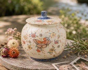 Urna de cerámica personalizada con forma de mariposa, mini urna con nombre grabado a medida para cenizas, frasco conmemorativo pintado a mano, regalo de condolencia