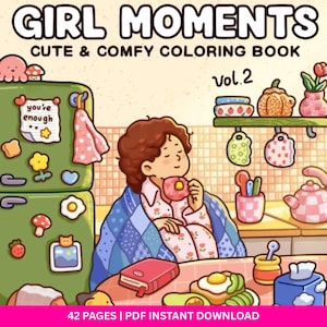 Girl Moments Vol. 2 Kolorowanki, Przytulne Kolorowanki, Cyfrowe Pobieranie 42 Kolorowanki PDF & PNG, Wygodne Kolorowanie, Odważne Kolorowanie