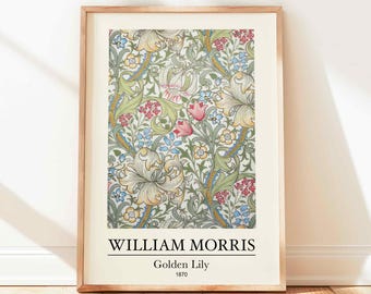 William Morris Blumendruck: Goldene Lilie, Vintage Botanische Kunst