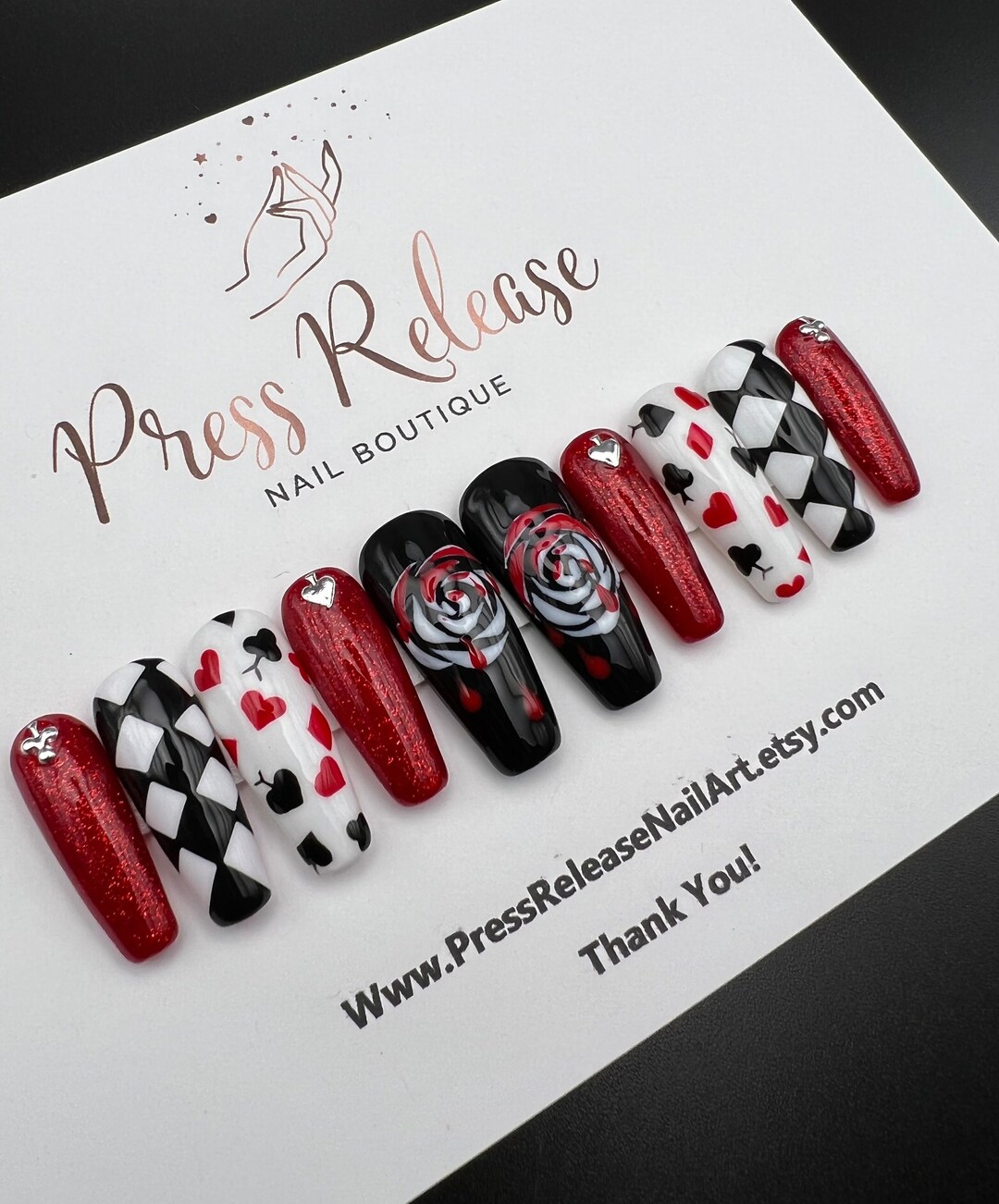 Press on Nails queen of Hearts - Etsy