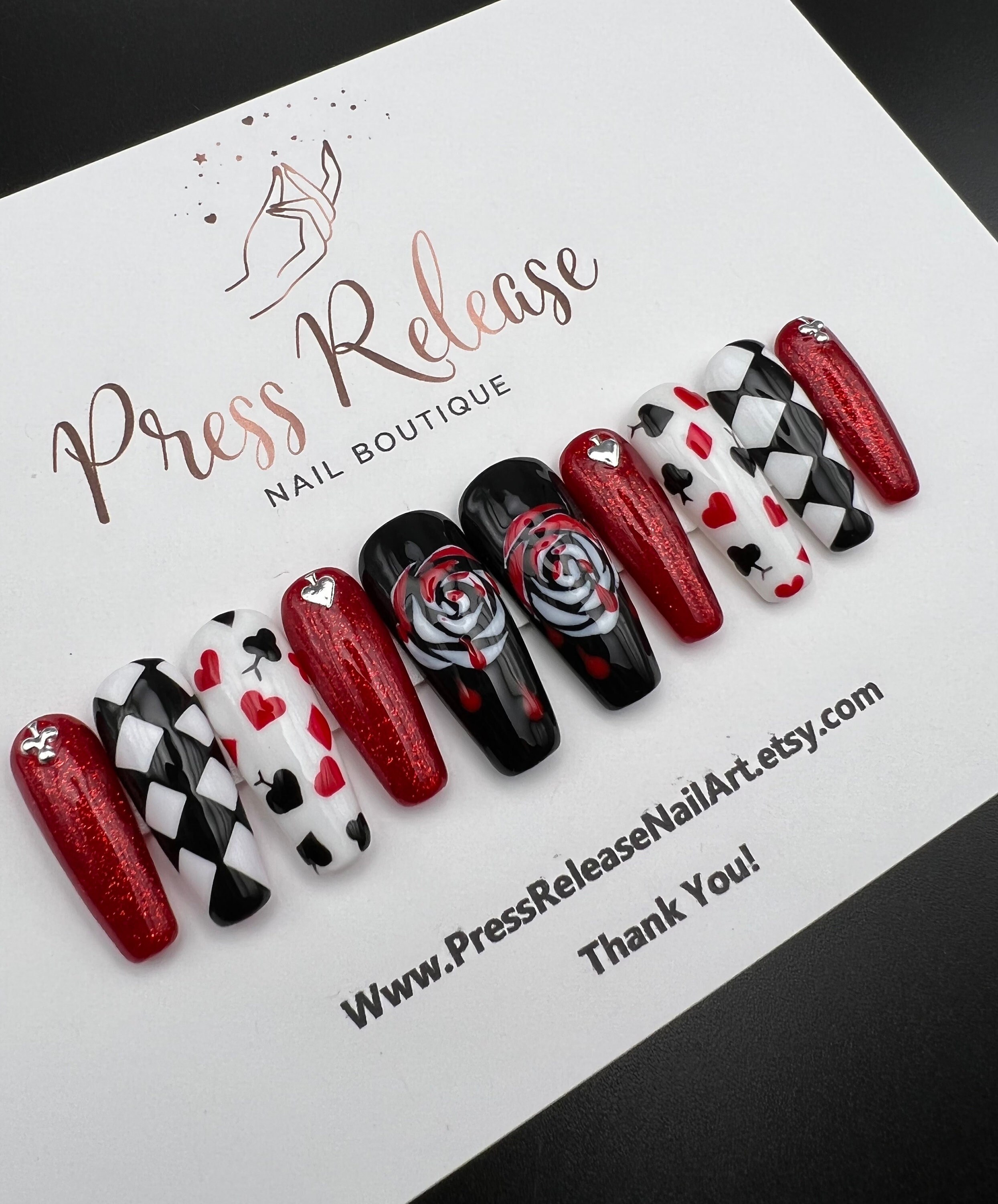 Black Heart Nails - Etsy