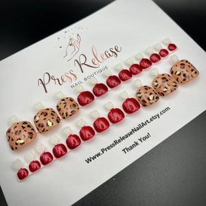 Press On Toe Nails- Red Cheetah