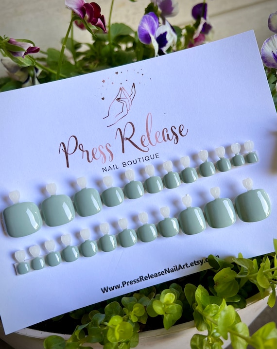Press on Toe Nails -light Sage Green - Etsy