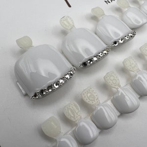 Press On Toe Nails -White W/ or W/O gems