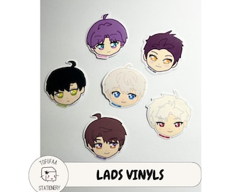 Love and Deepspace LADS inspired vinyl sticker, holographic stars, matte, waterproof | Sylus, Caleb, Rafayel, Zayne, Xavier, Valko |