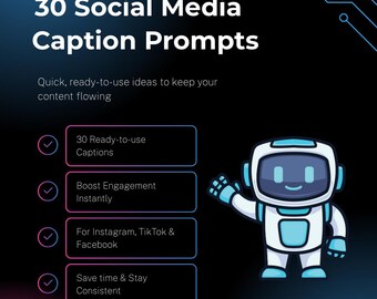 30 Social Media Caption Prompts – Instant PDF Download | Instagram, TikTok & Facebook Content Ideas