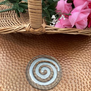 Glass Coaster/Candle Holder with Silvery-Blue Swirl Insert