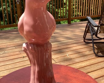 Vintage Pink Ceramic Parrot With Gold Accents