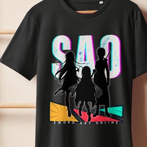 Koszulka Sword Art Online | Koszulka SAO Anime | Koszulka Kirito Asuna Silhouette | Prezent dla gracza | Koszulka Otaku Graphic | Unisex Anime Streetwear