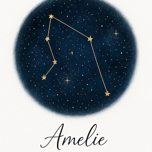 Personalized Constellation Poster | Custom Star Sign Poster | First Name + Date of Birth | Digital Celestial Print