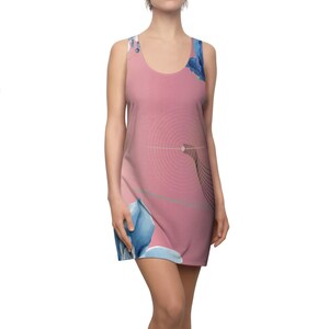 Floral  Women&#39;s Dress, Summer Sleeveless A-line Dress, Spring Floral Print Clothing, Pink Racerback Dress, Women&#39;s Floral Fashion