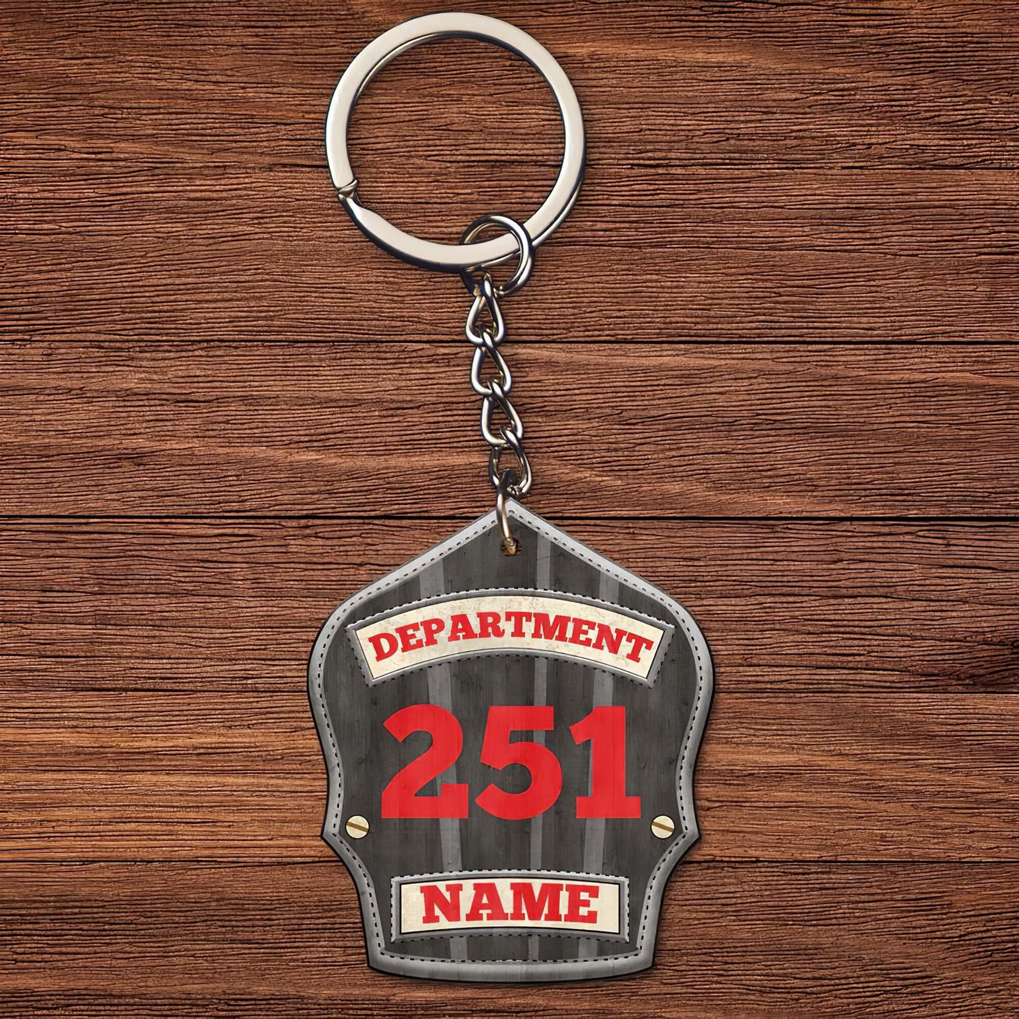 Personalized Firefighter Flat Keychain 