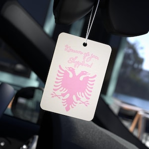 Pink Albanian Eagle Car Air Freshener, Shqiptar Car Accessories, Car Scent, Albanian Gift, Car Odor Eliminator, Patriotic 28 Nentori Shqipe