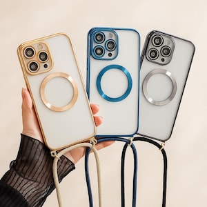 Lanyard Case for iPhone 16 15 14 13 12 Pro Max – Clear MagSafe Crossbody Phone Case – Hands-Free Magnetic Strap Cover