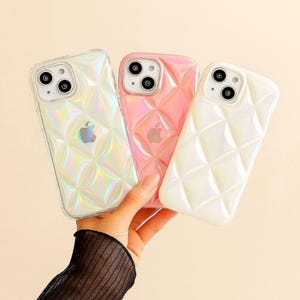 3D Diamond phone case – Shockproof Glossy TPU Cover, Cute Girly Aesthetic Phone Case for iPhone 16 15 14 13 12 11 Pro Max