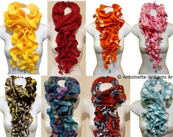 Chunky Ruffle Multi Strand Blizzard Fleece Rose Loop Cowl Scarf Multi Variations