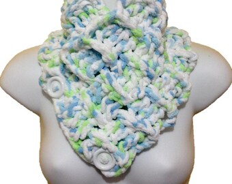 Unisex Multi Style Chunky Crochet Chenille Basket Weave Button Cowl Neck Warmer Gaiter Multi Color