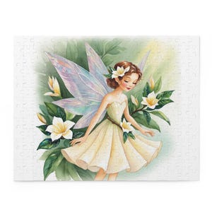 Puzzle, Cute Fairy White Flower Gift Idea, 120 252 500-Piece Jigsaw, Adorable Floral Design, Fun Family Activity, Birthday Present, Relaxing