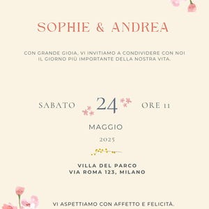 Invito matrimonio floreale elegante – Partecipazione digitale personalizzabile in stile acquerello verde e blu