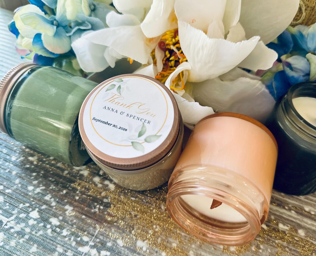 Personalized Wedding Candle Favors – Coconut Soy Wax, Custom Label ...