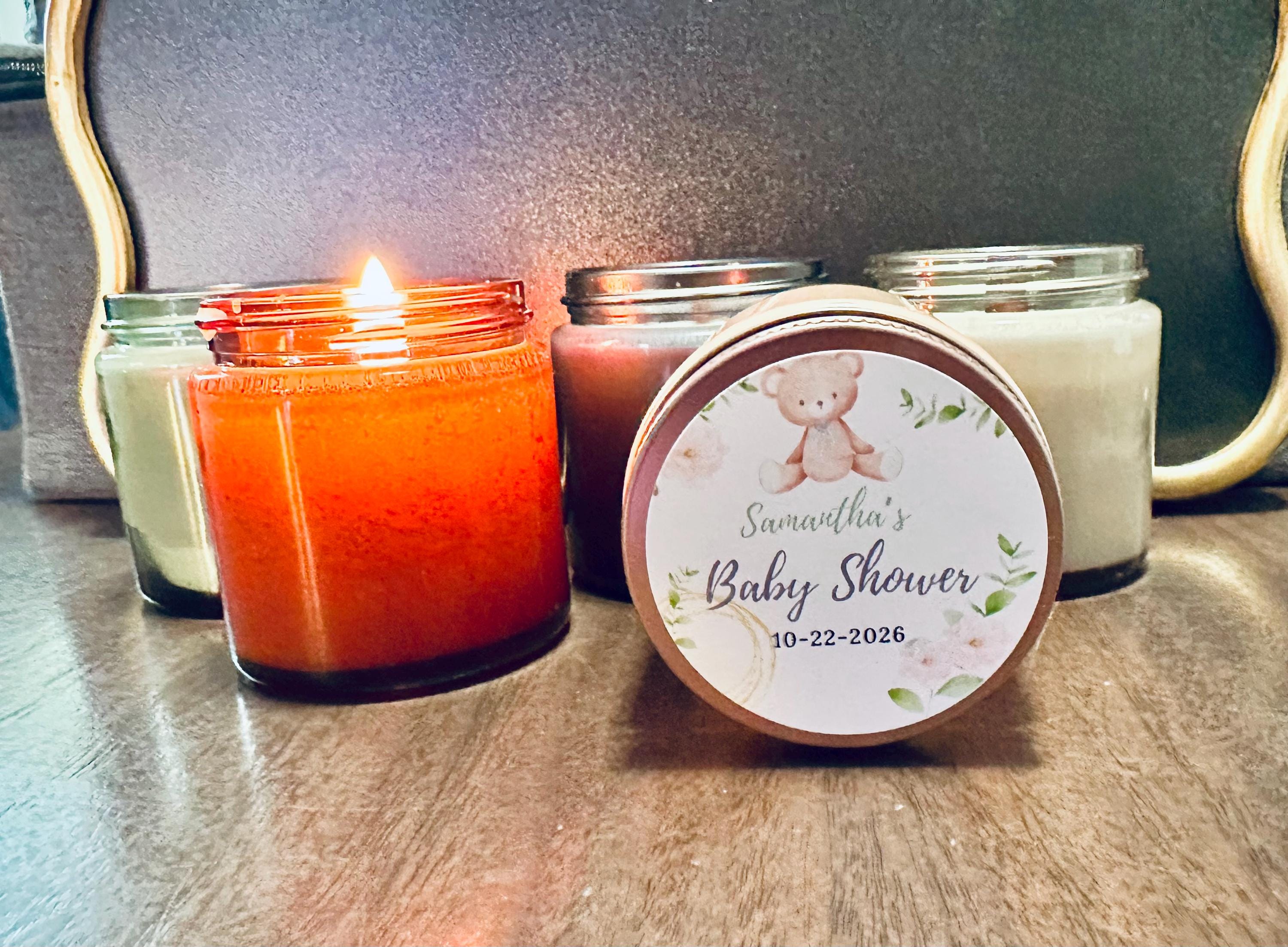 Personalized Baby Shower Candle Favors – Coconut Soy Wax, Custom Label ...