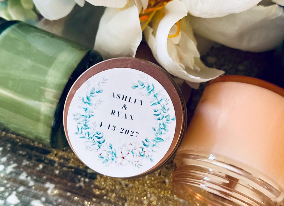 Personalized Wedding Candle Favors – Coconut Soy Wax, Custom Label ...