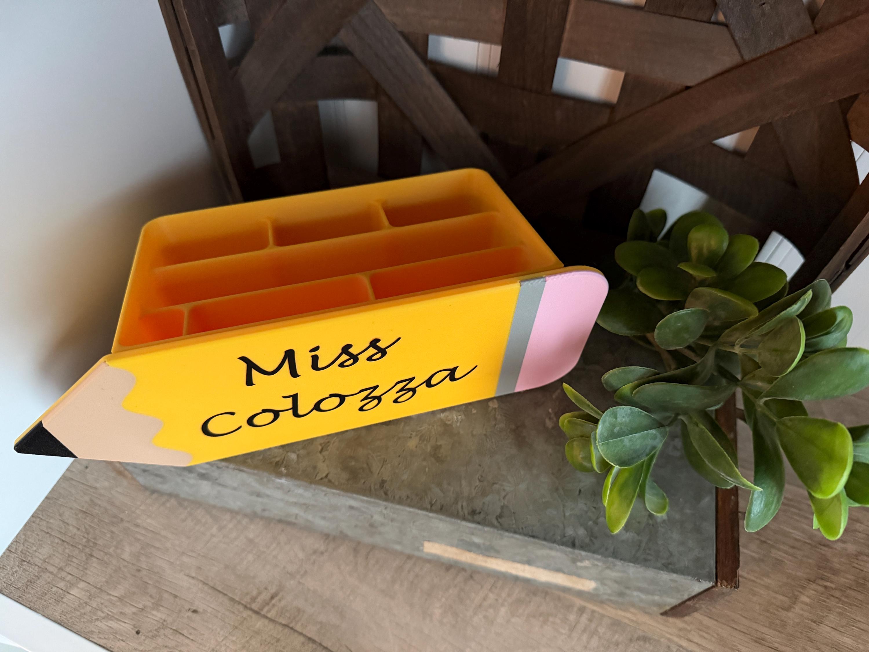 Personalized Teacher Desk Organizer | 3D Printed Pencil Design | Back ...